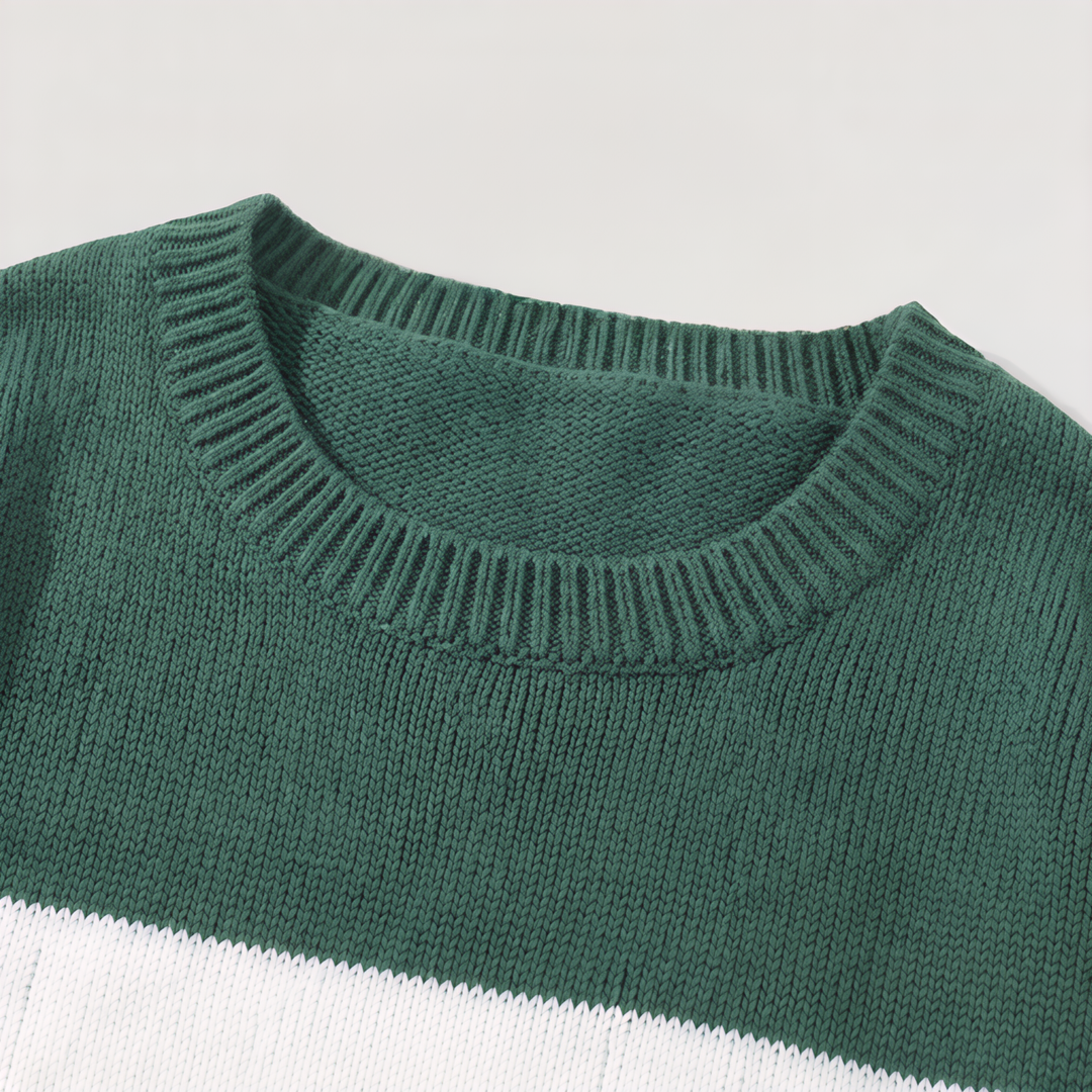 Men's Casual Cotton Blend Striped Round Neck Jumper