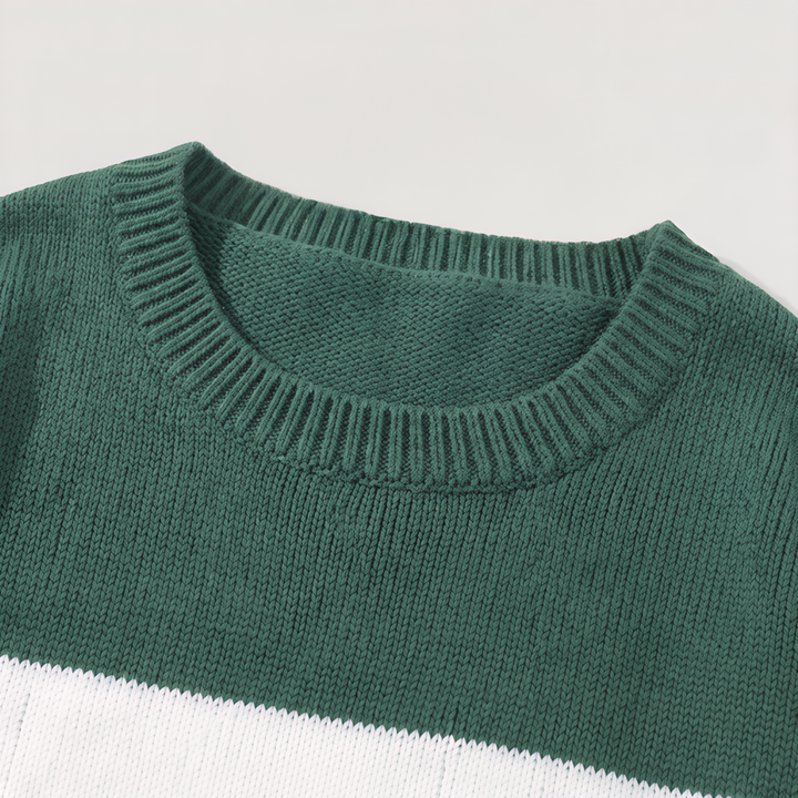 Men's Casual Cotton Blend Striped Round Neck Jumper
