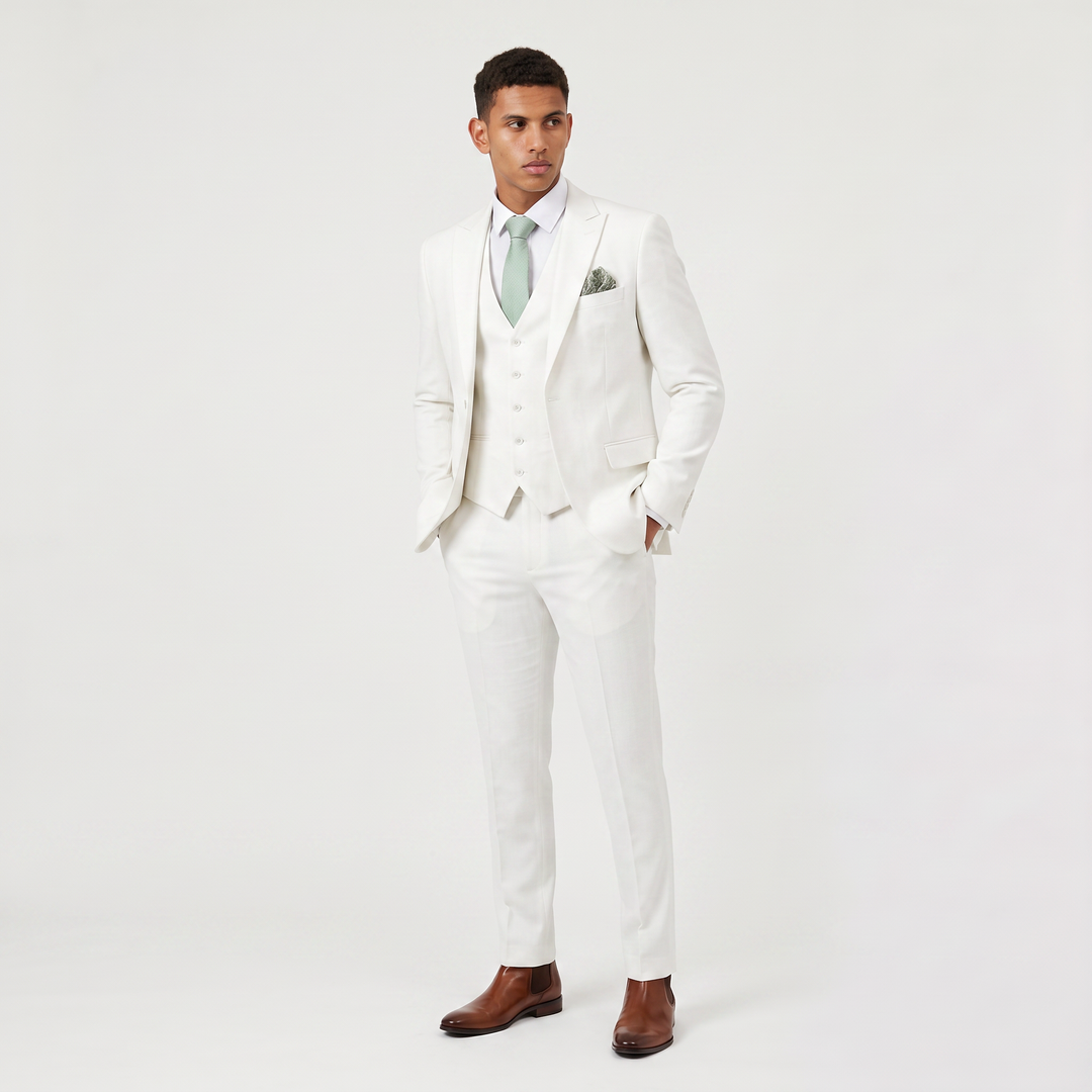 Men's Classic Slim-Fit Wool Blend Three-Piece Suit