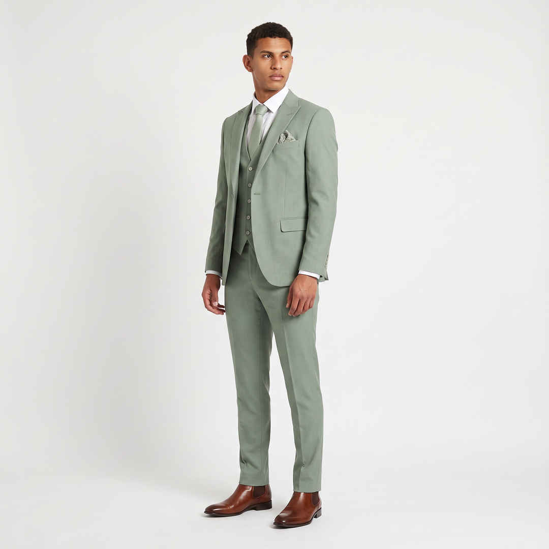 Men's Classic Slim-Fit Wool Blend Three-Piece Suit