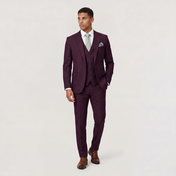 Men's Classic Slim-Fit Wool Blend Three-Piece Suit