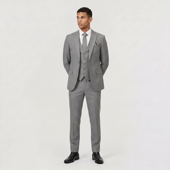 Men's Classic Slim-Fit Wool Blend Three-Piece Suit