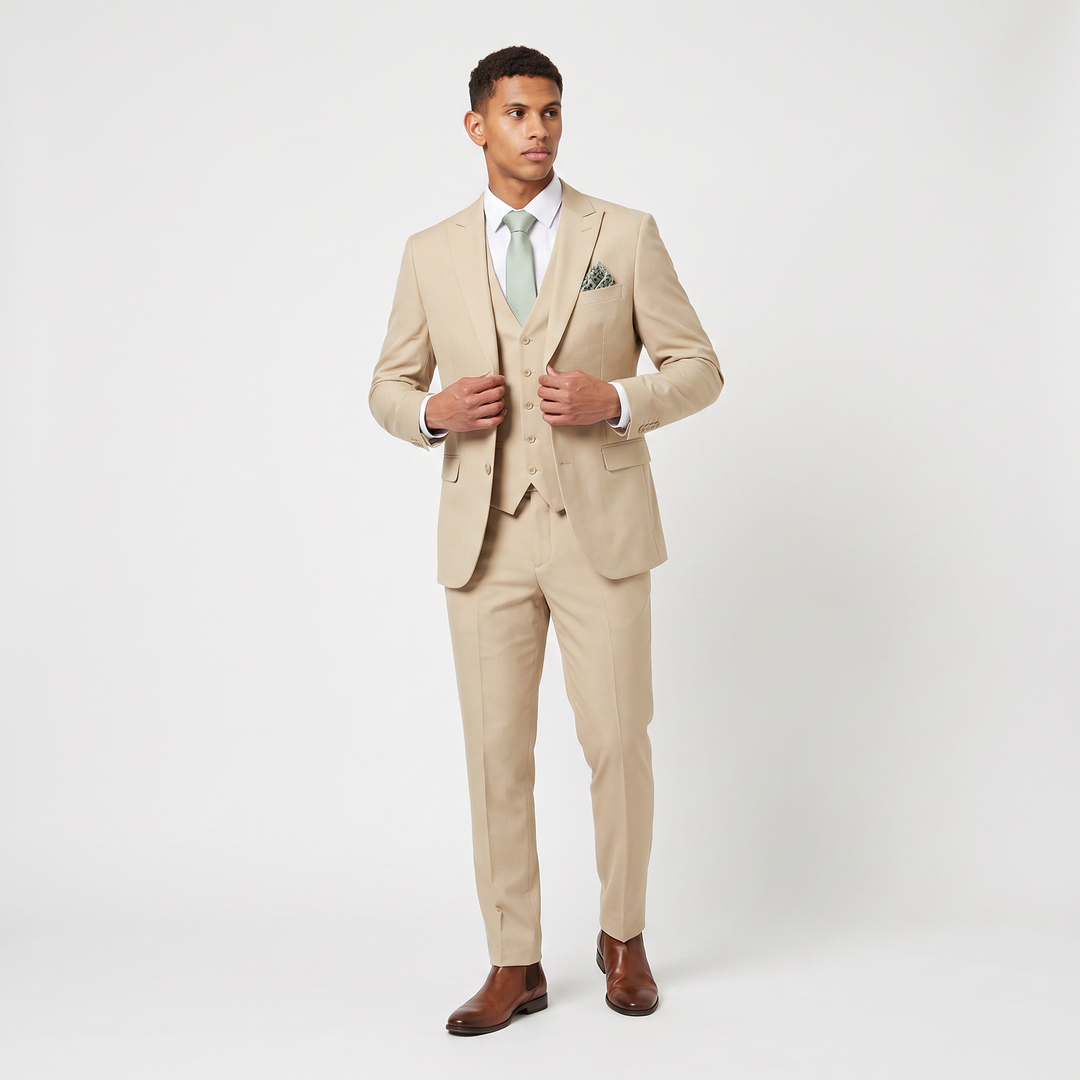 Men's Classic Slim-Fit Wool Blend Three-Piece Suit