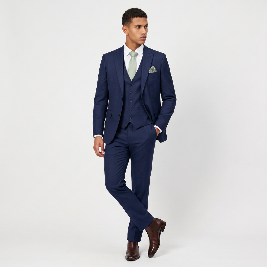 Men's Classic Slim-Fit Wool Blend Three-Piece Suit