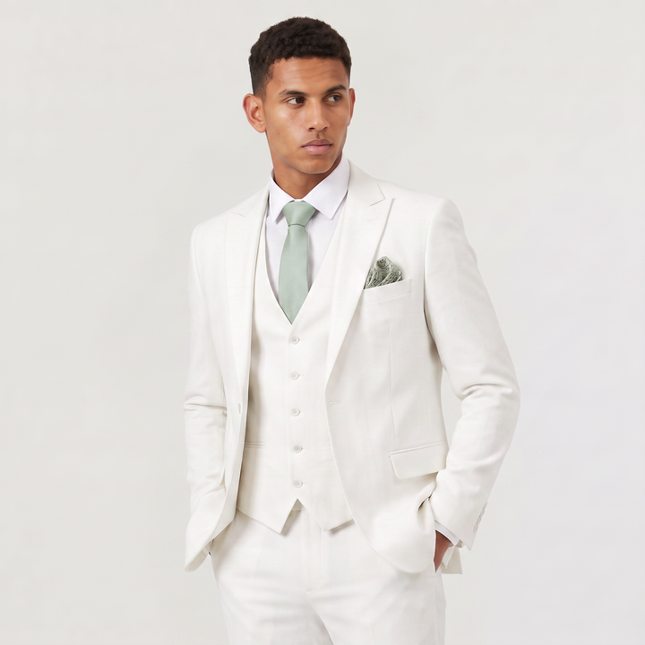 Men's Classic Slim-Fit Wool Blend Three-Piece Suit
