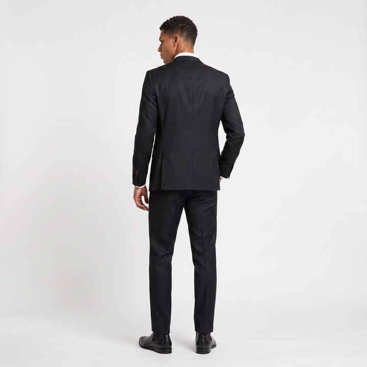 Men's Classic Wool Blend Peak Lapel Three-Piece Suit