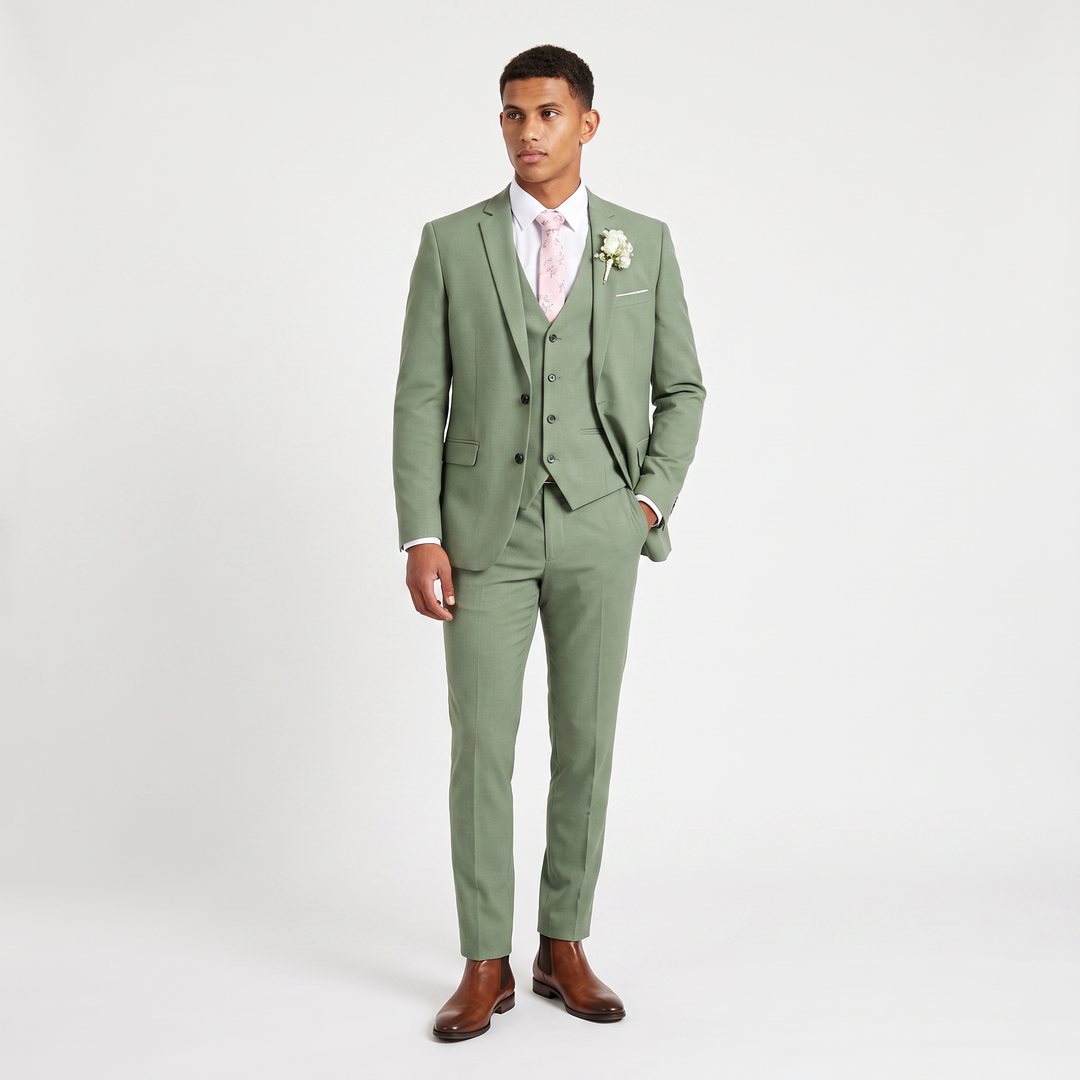 Men's Classic Wool Blend Three-Piece Suit