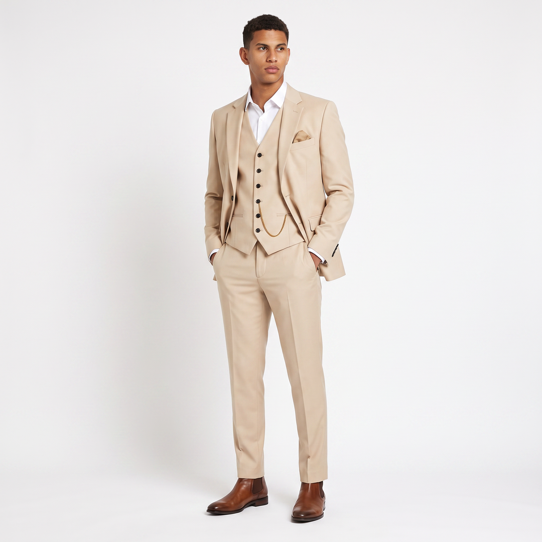 Men's Classic Lightweight Linen Three-Piece Suit