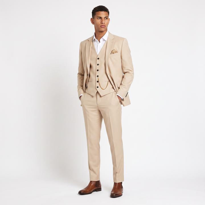 Men's Classic Lightweight Linen Three-Piece Suit