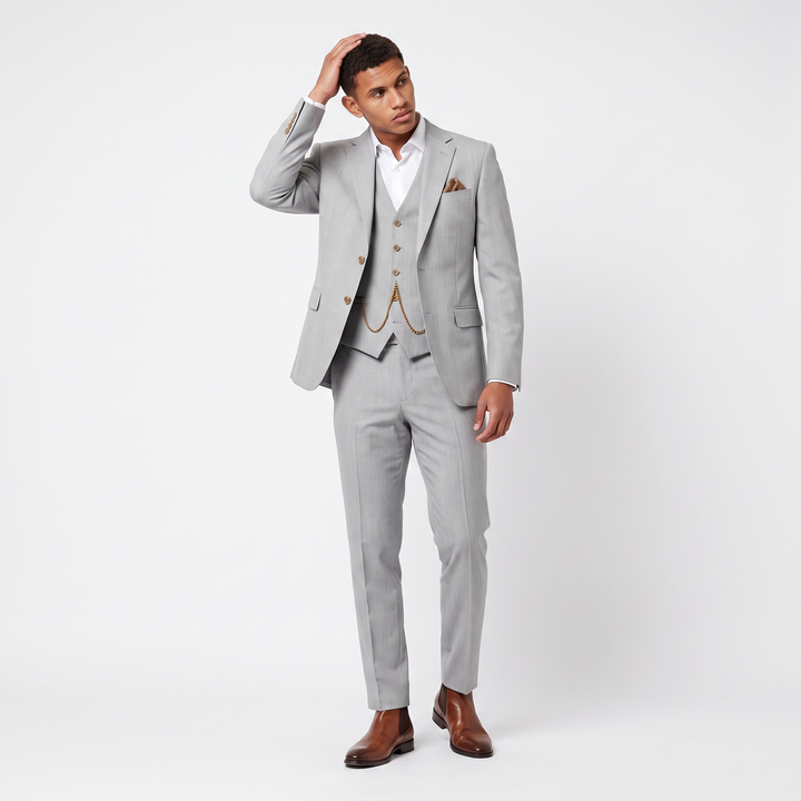 Men's Classic Lightweight Linen Three-Piece Suit