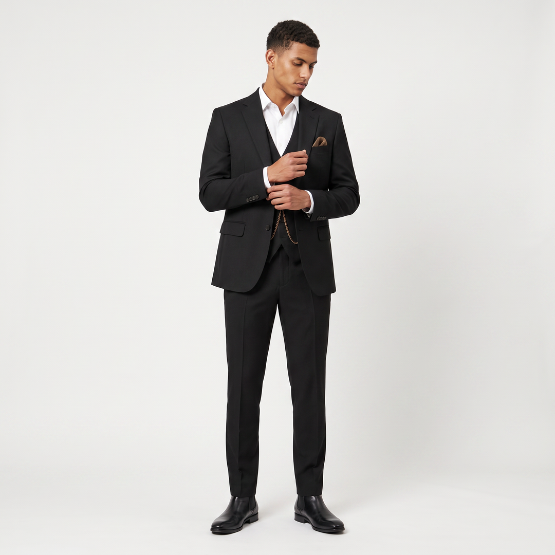 Men's Classic Lightweight Linen Three-Piece Suit