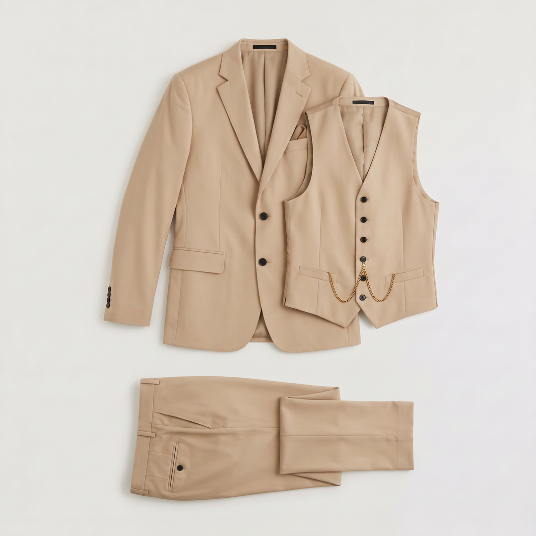 Men's Classic Lightweight Linen Three-Piece Suit