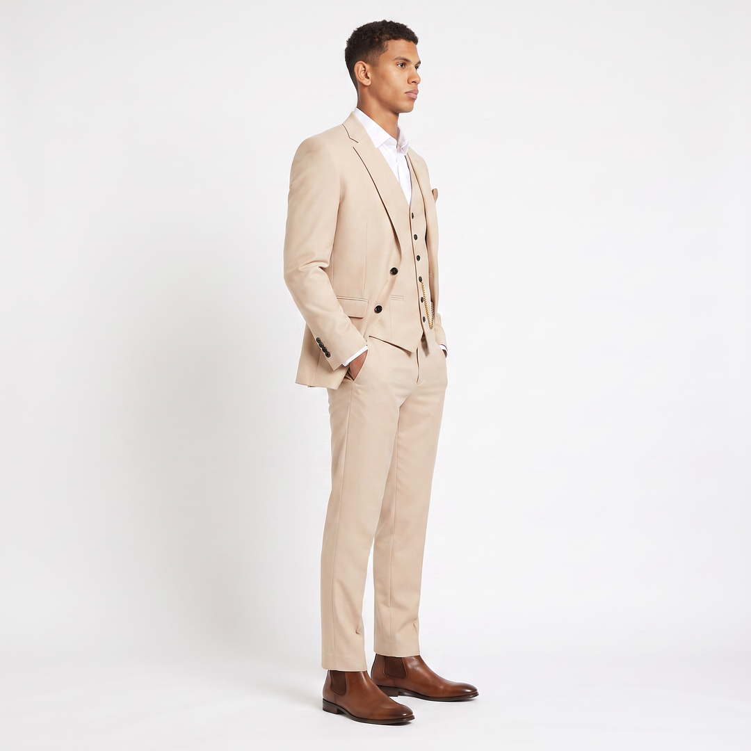 Men's Classic Lightweight Linen Three-Piece Suit