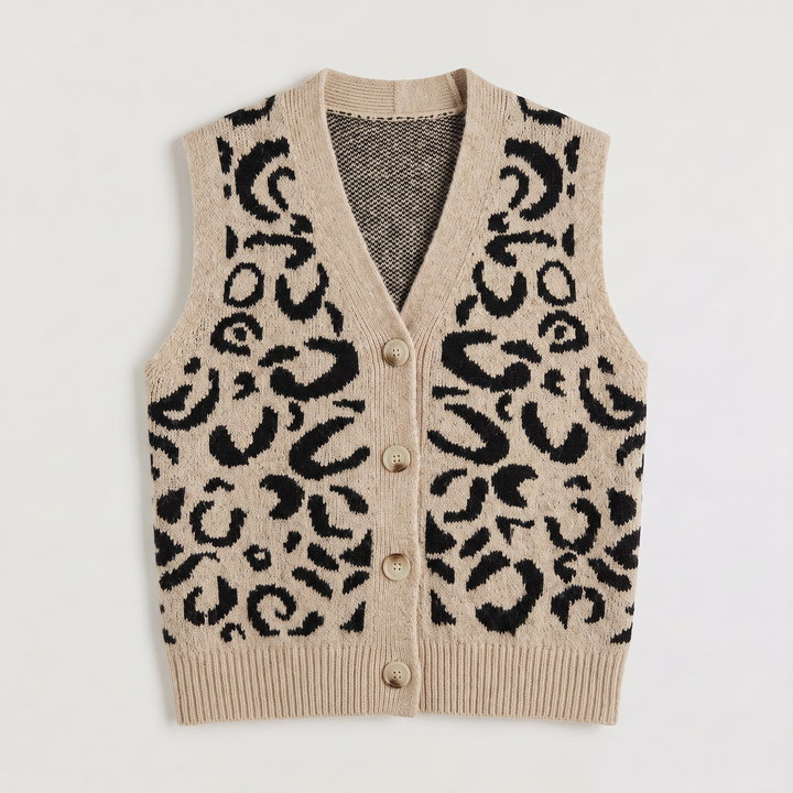 Women's Casual Patterned Cotton Button-Front Waistcoat