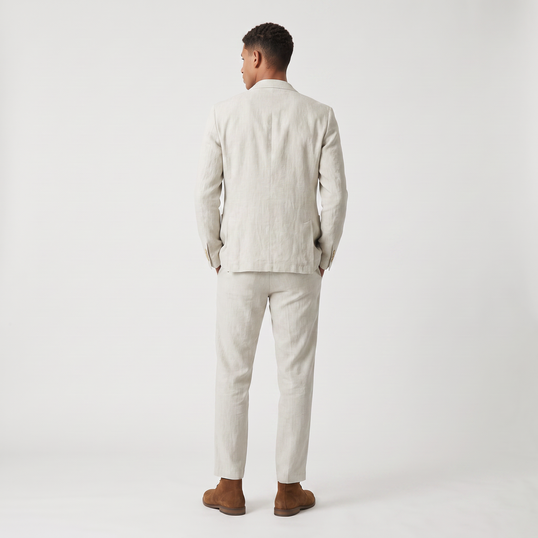 Men's Casual Two-Piece Blazer and Drawstring Trousers Set