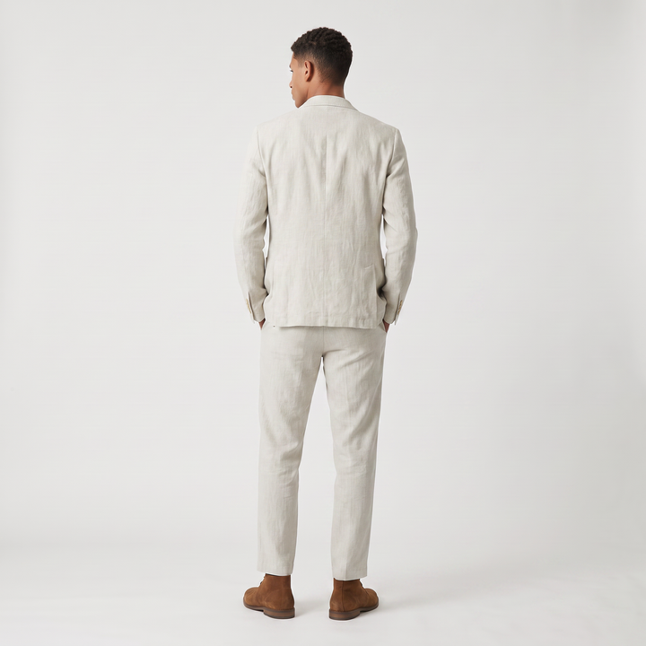 Men's Casual Two-Piece Blazer and Drawstring Trousers Set