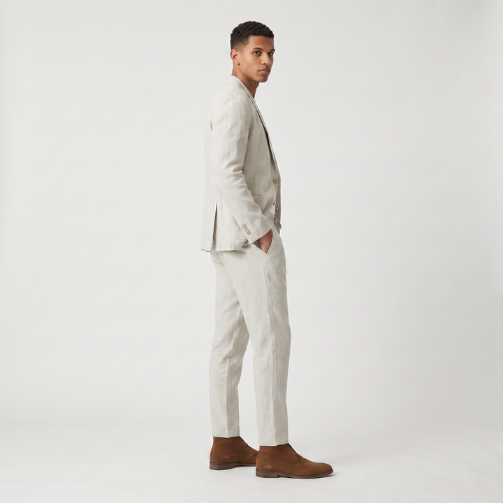 Men's Casual Two-Piece Blazer and Drawstring Trousers Set