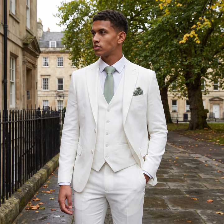 Men's Classic Slim-Fit Wool Blend Three-Piece Suit