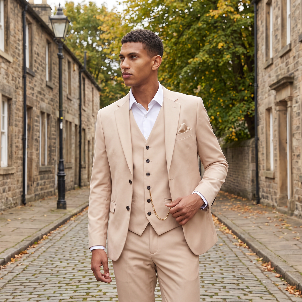 Men's Classic Lightweight Linen Three-Piece Suit
