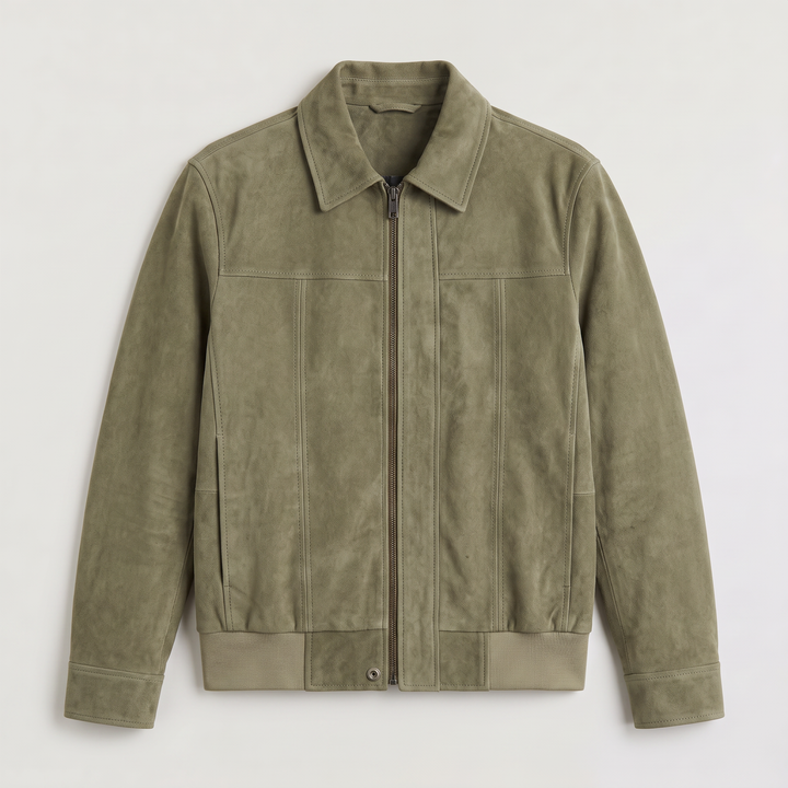Men's Casual Leather-Look Zip-Up Jacket