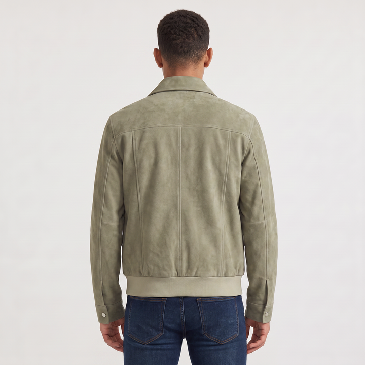 Men's Casual Leather-Look Zip-Up Jacket
