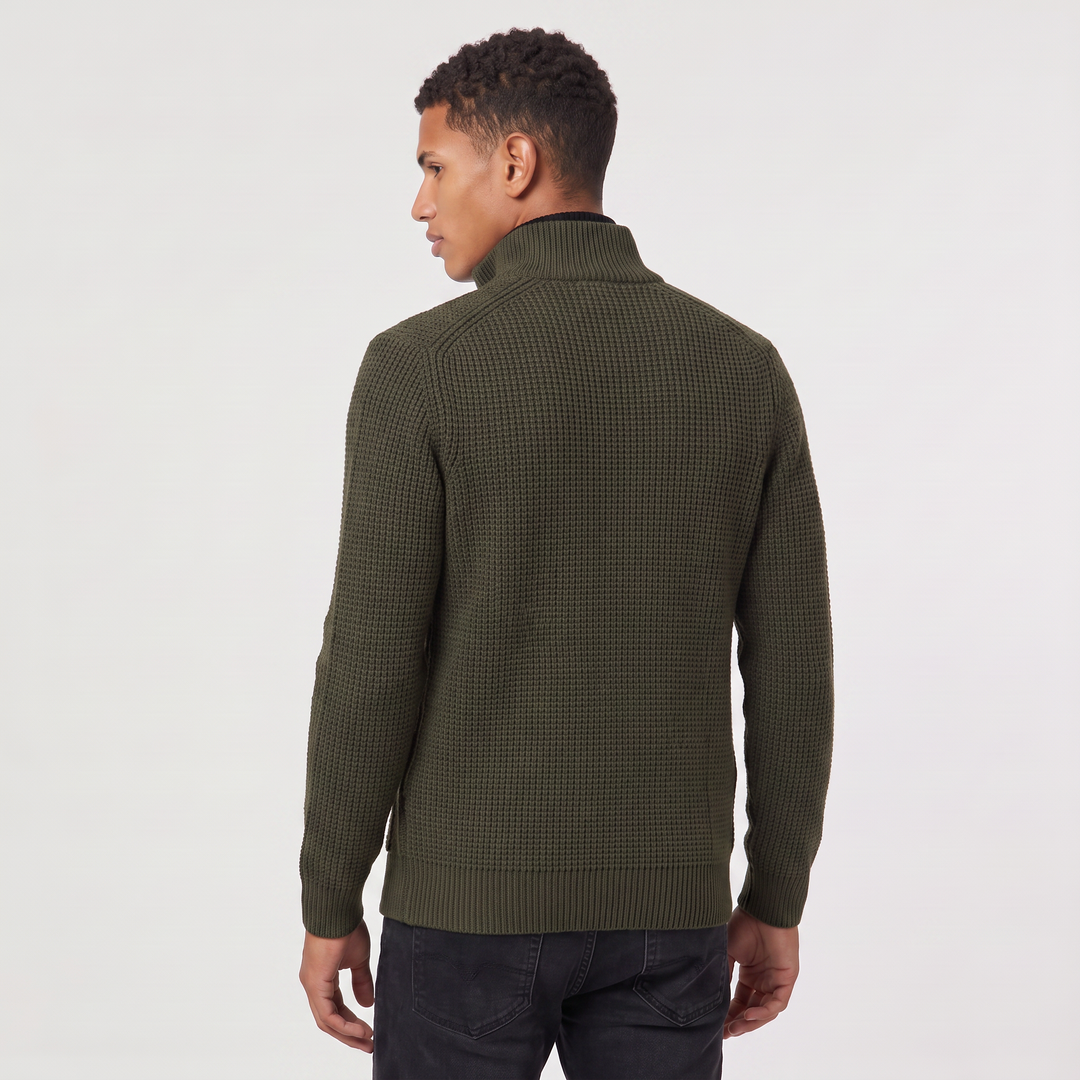 Men's Classic Knit Stand Collar Button-Front Cardigan