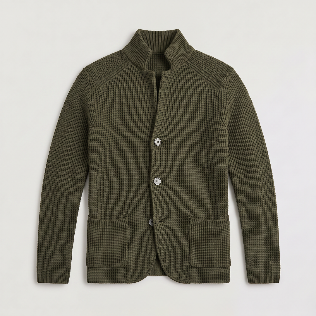 Men's Classic Knit Stand Collar Button-Front Cardigan