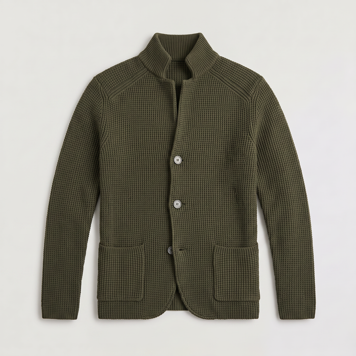 Men's Classic Knit Stand Collar Button-Front Cardigan