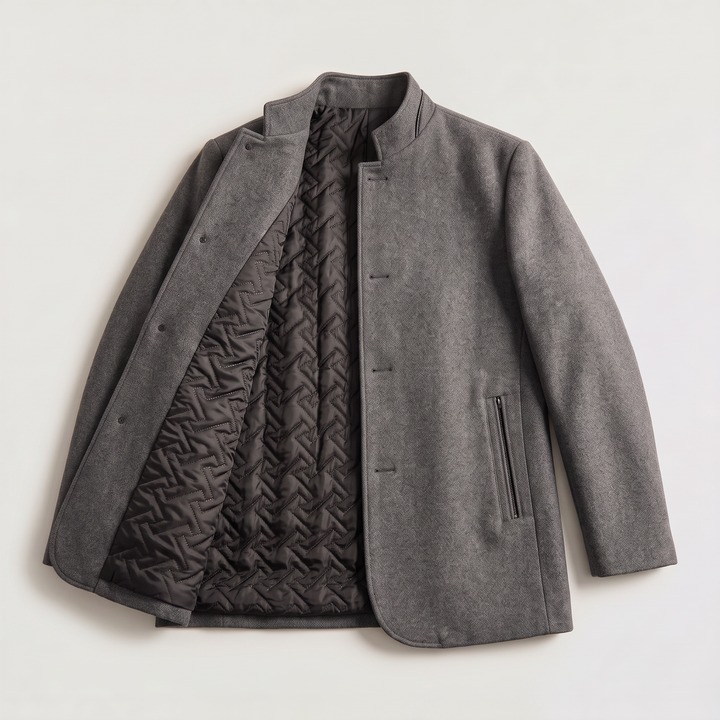 Men's Classic Wool-Blend Stand Collar Coat