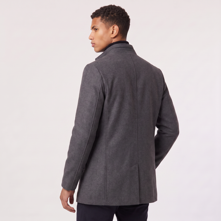 Men's Classic Wool-Blend Stand Collar Coat