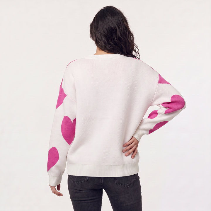 Women's Casual Knitted Heart Pattern Jumper