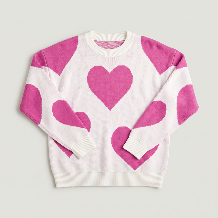 Women's Casual Knitted Heart Pattern Jumper