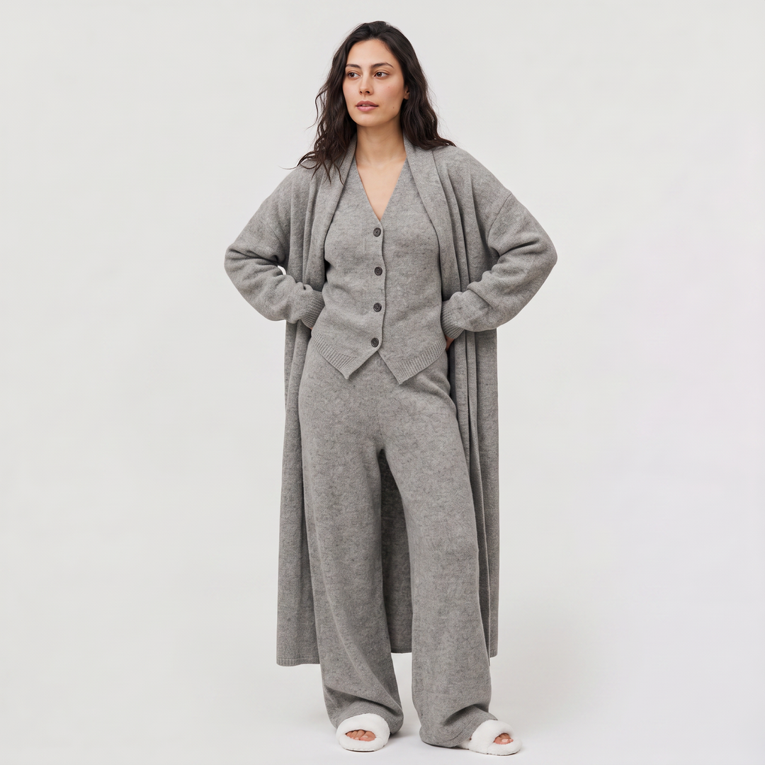 Women's Classic Knitted Three-Piece Cardigan Set