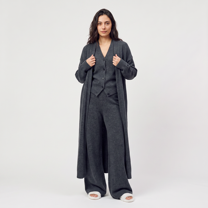 Women's Classic Knitted Three-Piece Cardigan Set