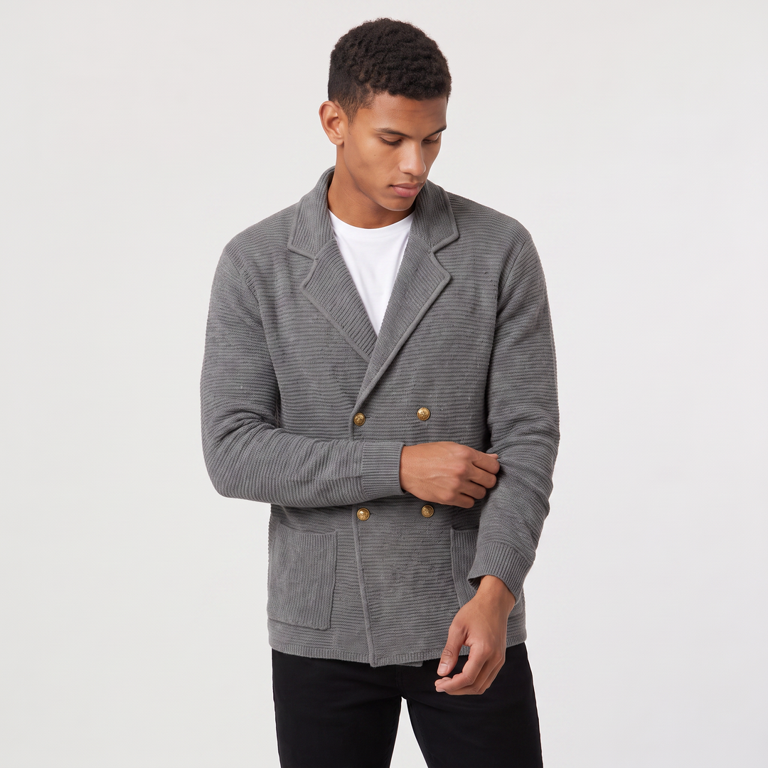 Men's Classic Knit Double-Breasted Cardigan