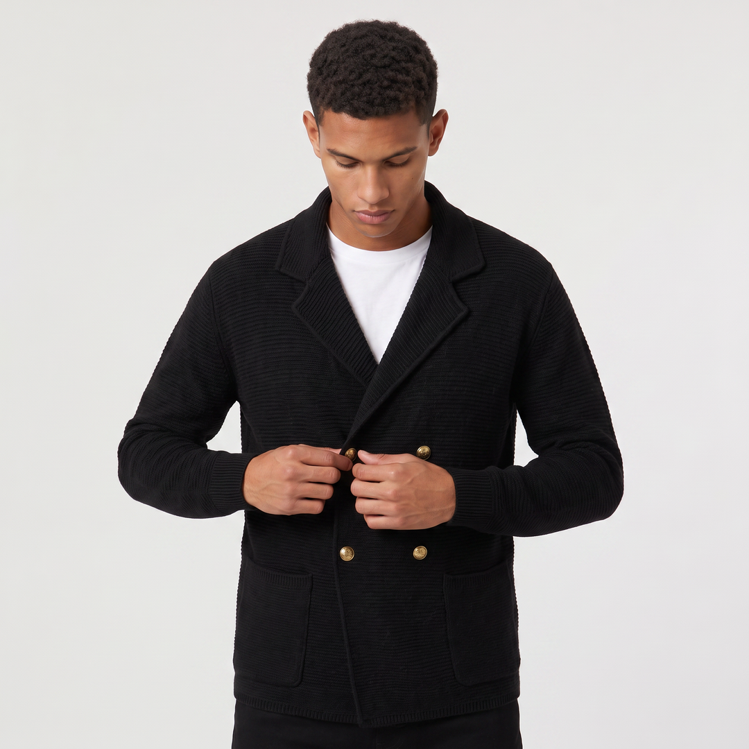 Men's Classic Knit Double-Breasted Cardigan