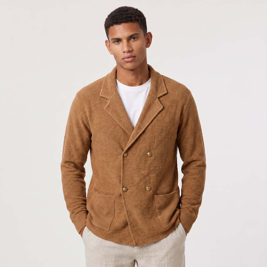 Men's Classic Knit Double-Breasted Cardigan