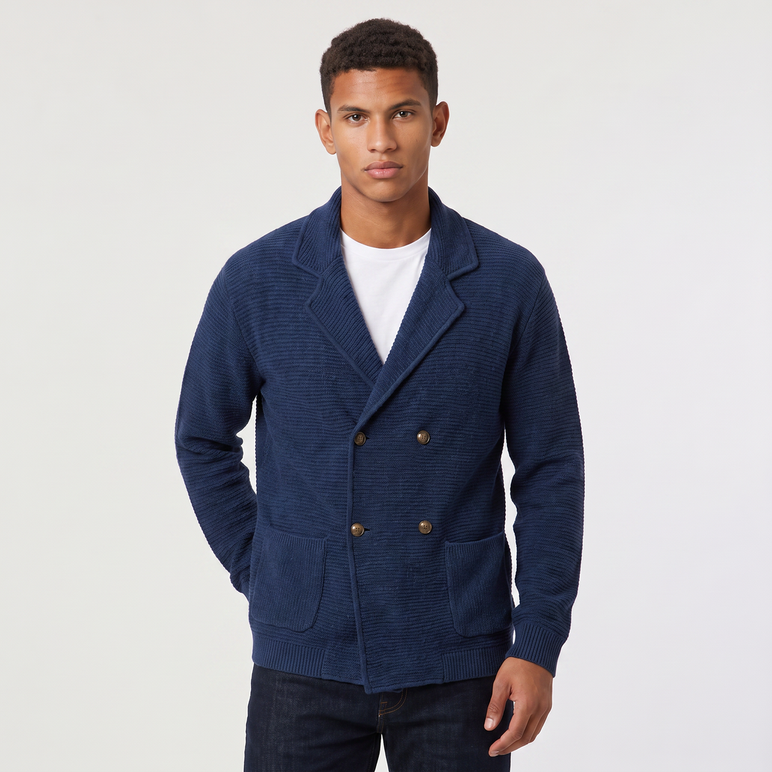 Men's Classic Knit Double-Breasted Cardigan
