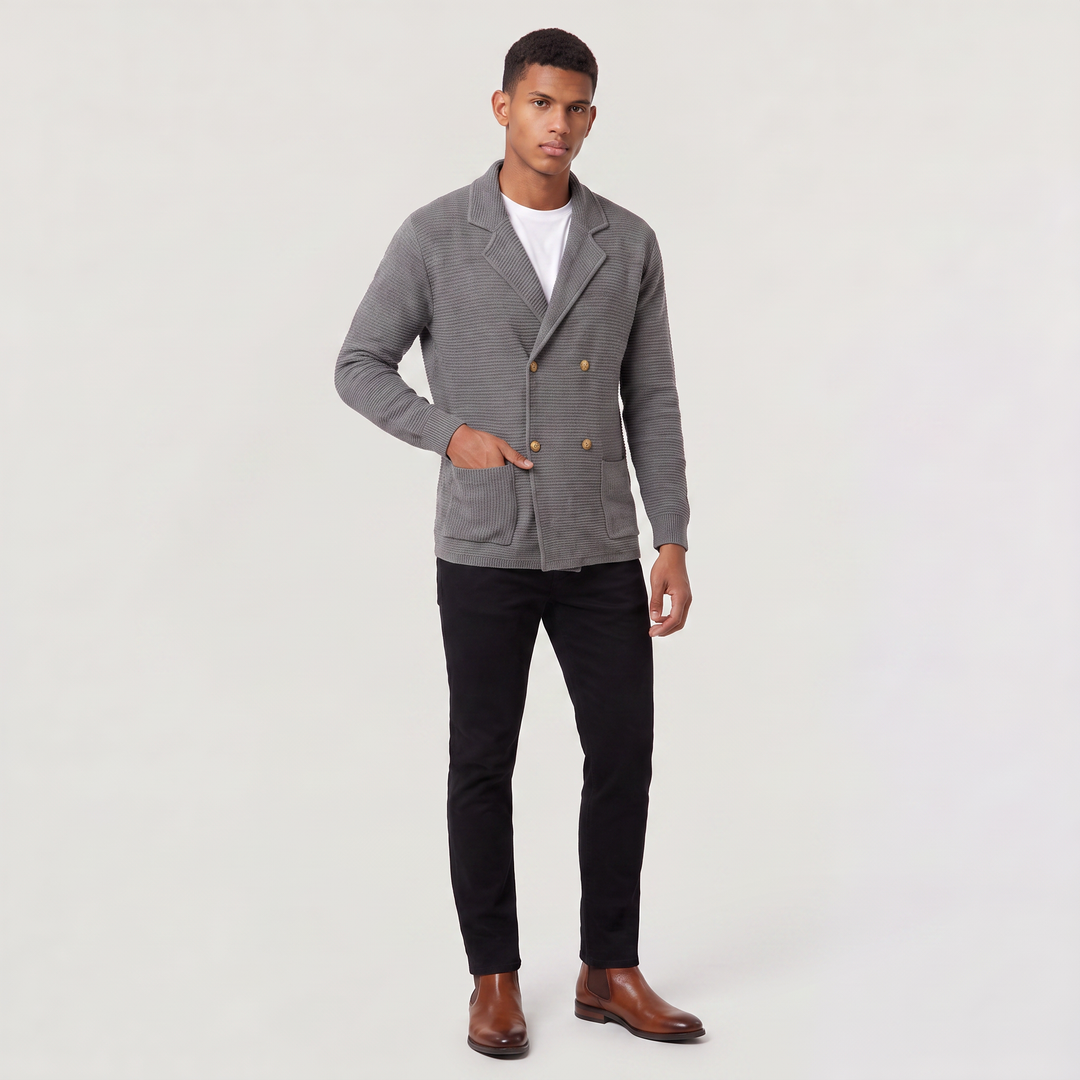 Men's Classic Knit Double-Breasted Cardigan