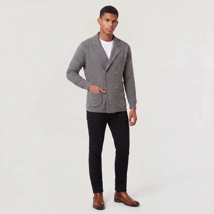 Men's Classic Knit Double-Breasted Cardigan