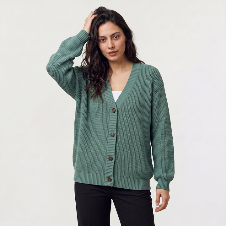 Women's Classic V-Neck Button-Front Knit Cardigan