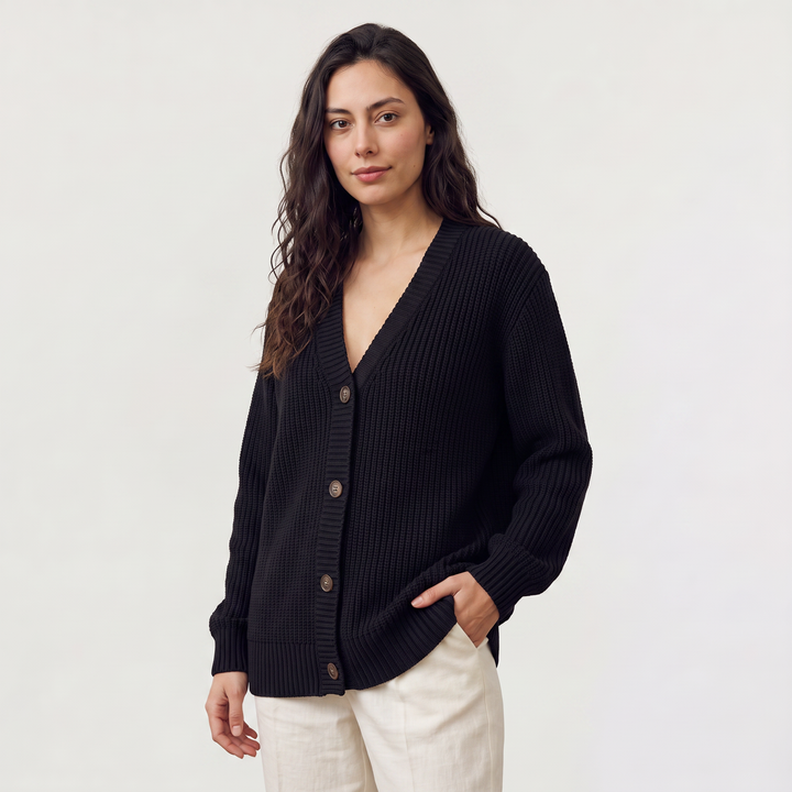 Women's Classic V-Neck Button-Front Knit Cardigan