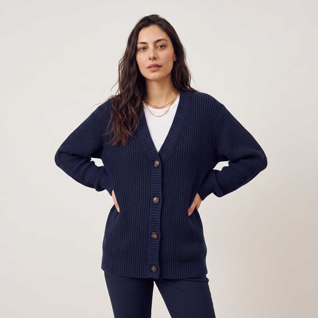 Women's Classic V-Neck Button-Front Knit Cardigan