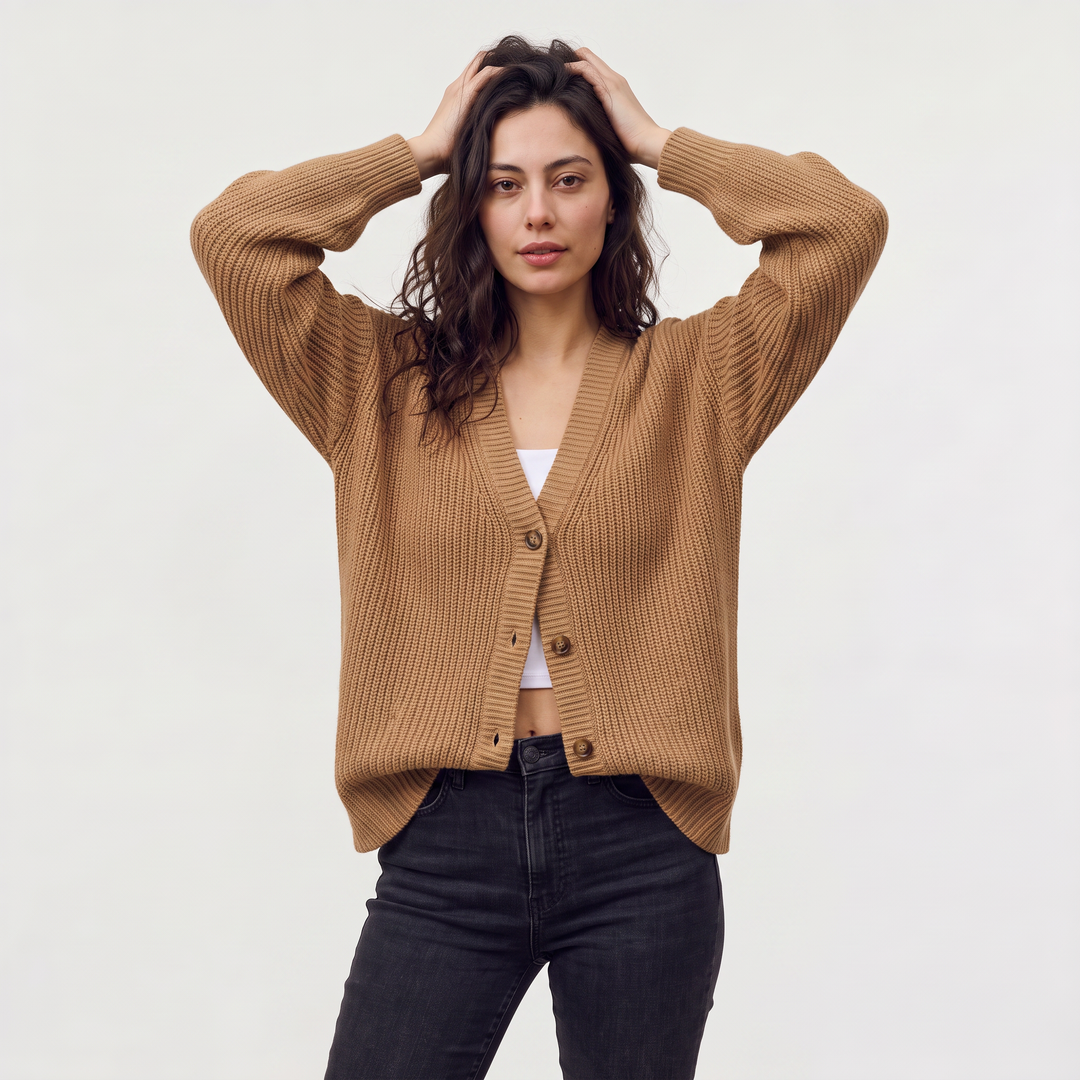 Women's Classic V-Neck Button-Front Knit Cardigan