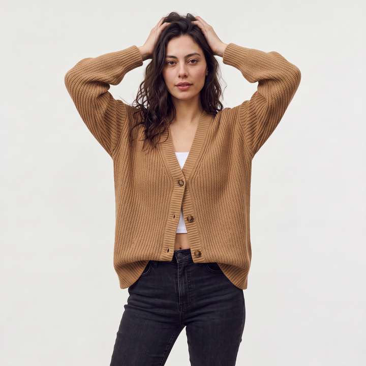 Women's Classic V-Neck Button-Front Knit Cardigan