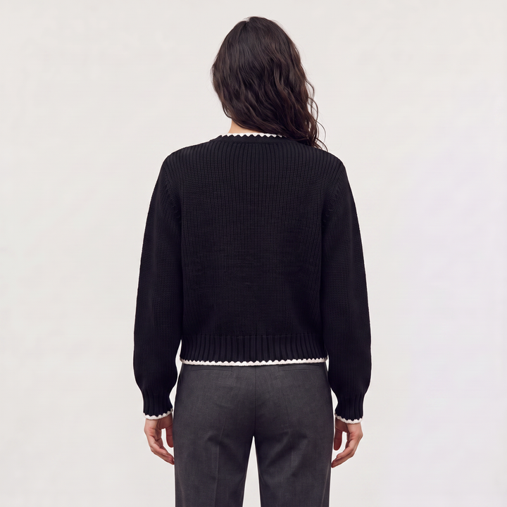 Women's Casual Knit Tie-Front Cardigan with Scalloped Trim