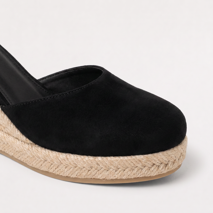Women's Casual Leather Closed-Toe Wedge Sandals with Ankle Strap
