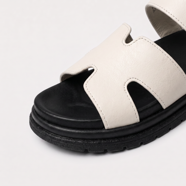 Women's Casual Leather Platform Sandals with Adjustable Buckle