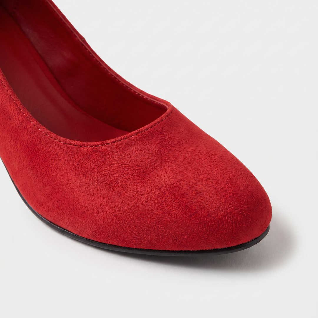 Women's Classic Leather Ankle-Strap Block Heel Pumps