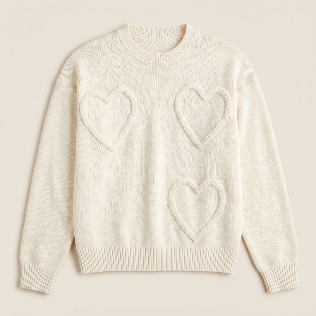 Women's Casual Heart Detail Knitted Jumper
